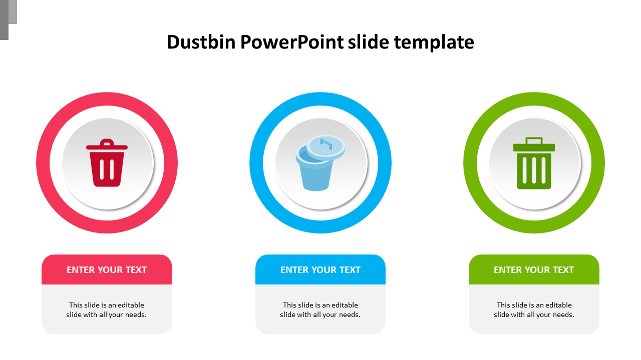 Simple Dustbin PowerPoint Slide Template Diagram PPT